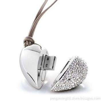 Crystal Metal Heart USB Flash Disk